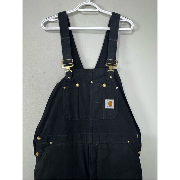 Carhartt Men Quilted Leg Lined Warm Bib Overalls Black Biberalls 40 x 29 - Picture 3 of 15